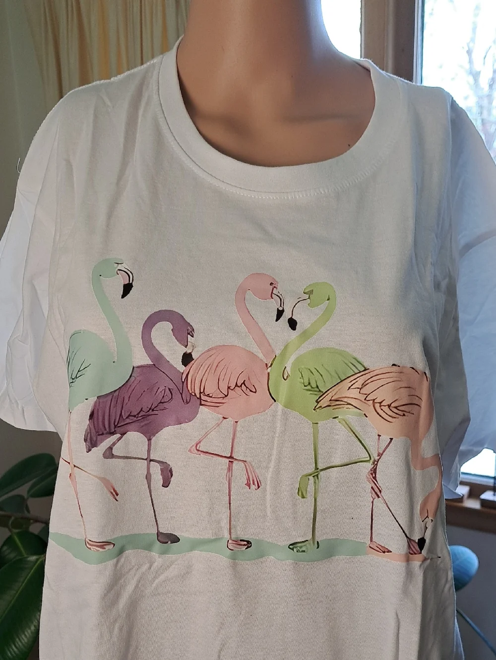 Girls' White Flamingo Graphic Tee Top - Picture 2 of 6